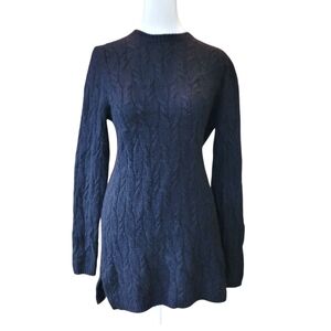 Precious Fibers 100% Cashmere Cable Knit Long Sweater Black Small